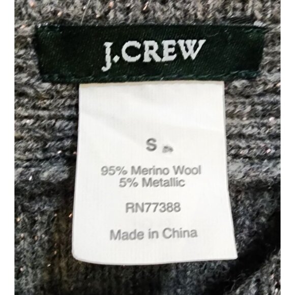J Crew Women's Size S Full Zip Cardigan Sweater Gray Merino Wool Metallic 32804 - Picture 3 of 11
